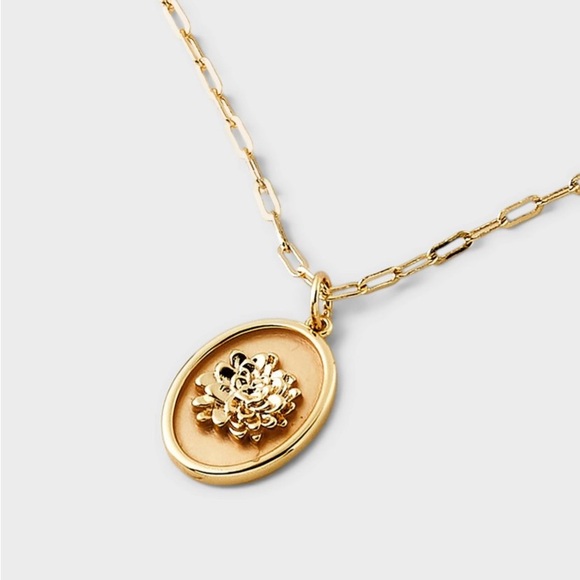 Beloved + Inspired 14K Gold Dipped Poppy Bee Dahlia Tag Pendant Necklace - Gold - Picture 11 of 16